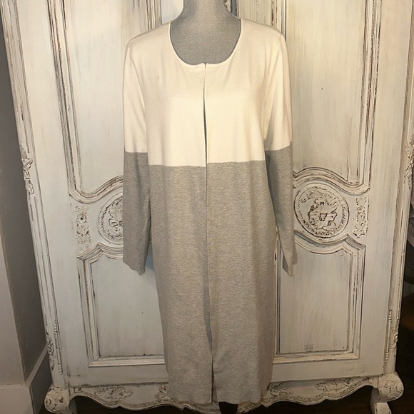 Liz Claiborne Chic Old Money Cozy Two Tone Sweater Duster Size Large - Picture 1 of 11